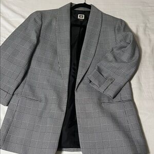 Anne Klein Black and Gray Checkered Blazer